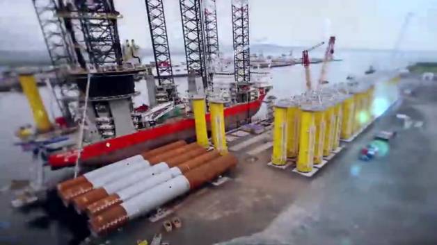 کلیپی کوتاه از نحوه نصب و ساخت توربین های بادی فراساحلی